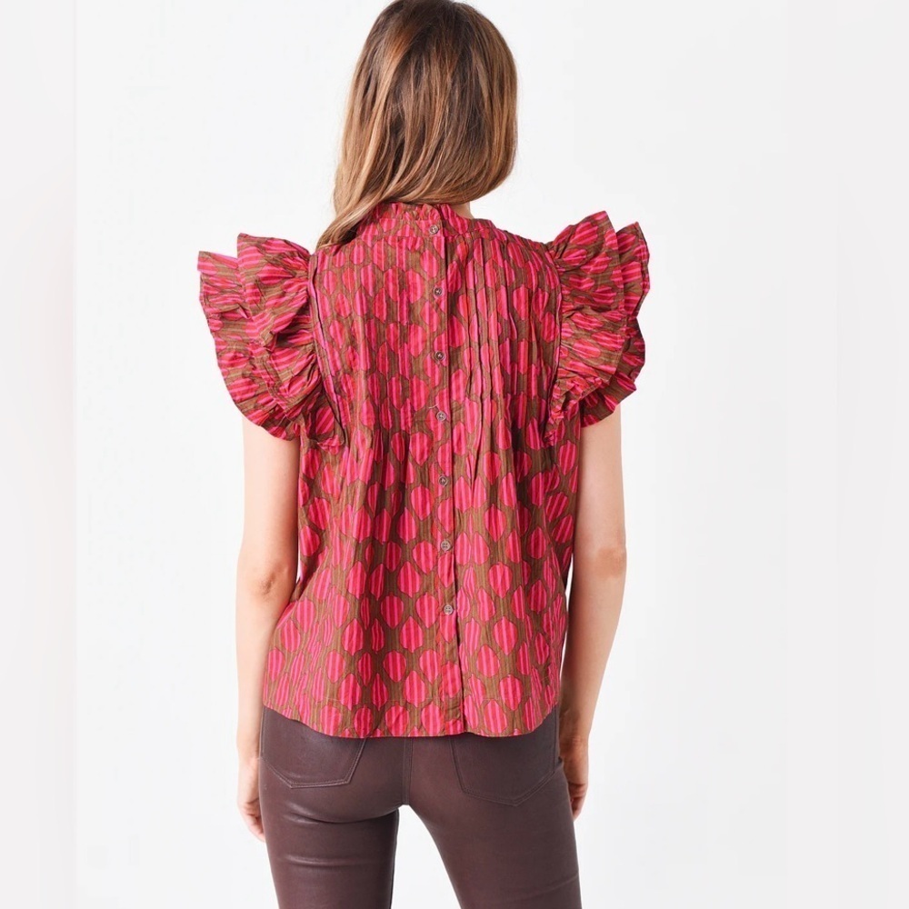 OLIPHANT PINTUCK RUFFLE BLOUSE - Picture 2 of 10